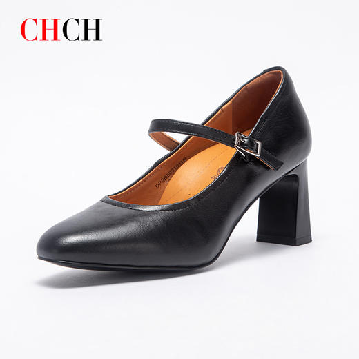 迪宝TIBAO2025秋冬新款羊皮高跟一字带舒适女单鞋DP2B5031 商品图3