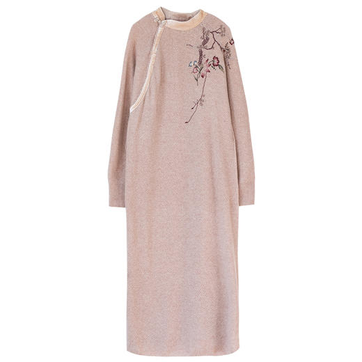 牧衣游原创 进口牦牛绒毛织混纺手工刺绣连衣裙软糯亲肤细腻 雾璃 商品图4