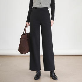 MYX松紧腰毛呢休闲九分裤垂坠感修身直筒裤2025年冬款遮胯显瘦阔腿裤