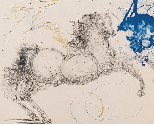 独角鹿西洋古董 1964年法国Pierre Argillet出版西班牙超现实主义大师萨尔瓦多·达利签名创作神话系列《珀伽索斯（天马）》限量彩色蚀刻版画 商品图2