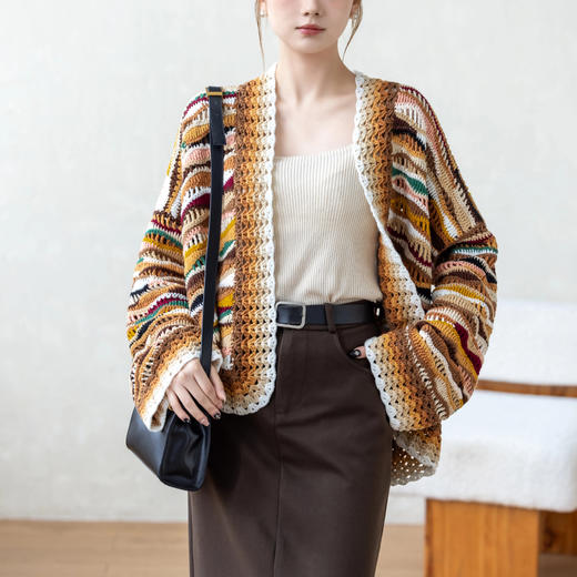 苏苏姐家微漾水波纹开衫手工DIY钩针4股牛奶棉衣服毛线团材料包 商品图3