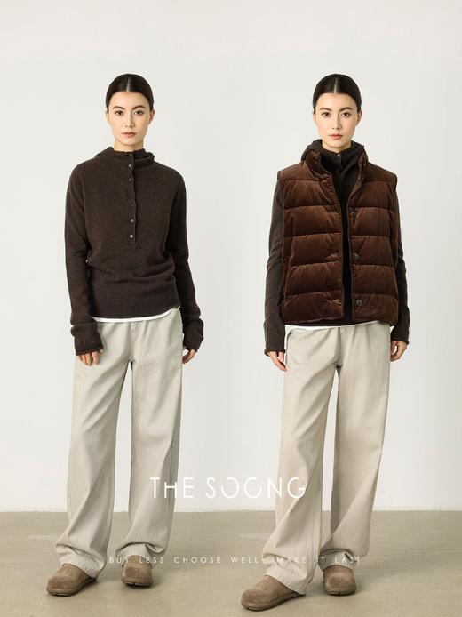 THESOONG|德国进口机织羊毛羊绒高密定染纽扣连帽毛衣女HWMY8004 商品图8