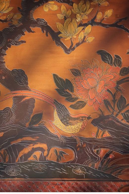 【已售】独角鹿西洋古董 20世纪中国出品锦上添花主题款彩雕漆硬木桌几 商品图7