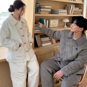 【冬季情侣三层夹棉棉袄】加厚保暖简约轻奢可外穿男女家居服冬两件套