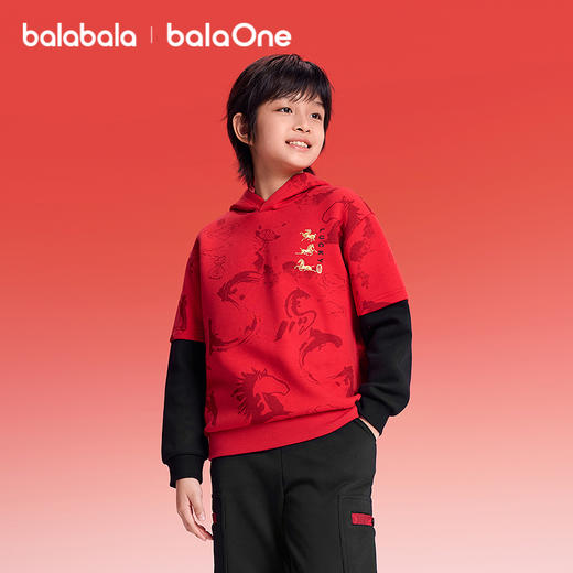 【balaOne】巴拉巴拉童装儿童卫衣男童2025年新款春装连帽假两件 商品图2