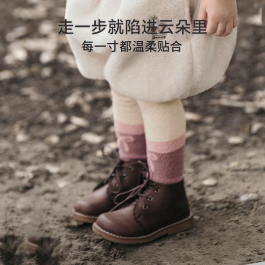 【婴童服配】嫚熙女童撞色打底连裤袜子秋冬保暖雪绒棉婴儿宝宝长筒袜 商品图2