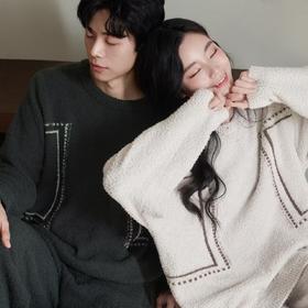 【暖阳】2025冬季珊瑚绒睡衣情侣装可外穿舒适半边绒加厚家居服秋季小众