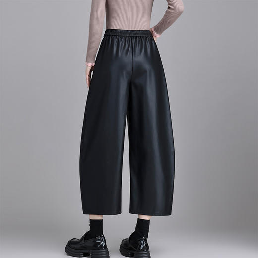 QYM 66927Y时尚皮裤松紧高腰休闲裤宽松皮裤 商品图3