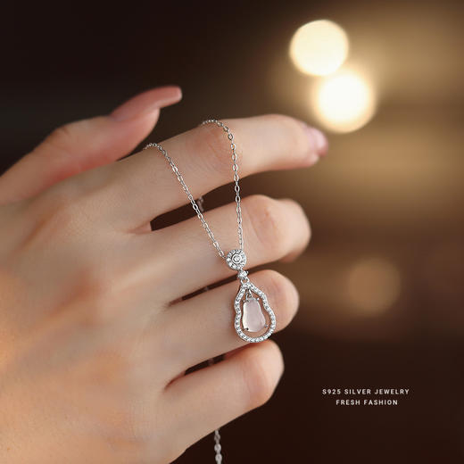 【福禄承诺】S925纯银白玉髓葫芦项链【YXS-A4627】 商品图1