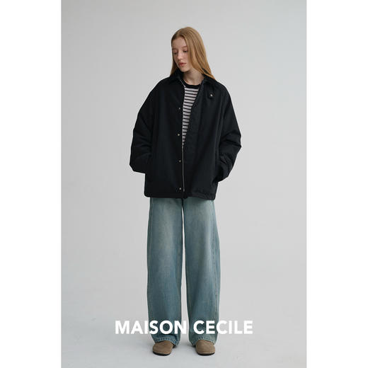 MAISON CECILE三色|百搭灯芯绒领廓形工装感可立领棉服夹克外套 商品图3