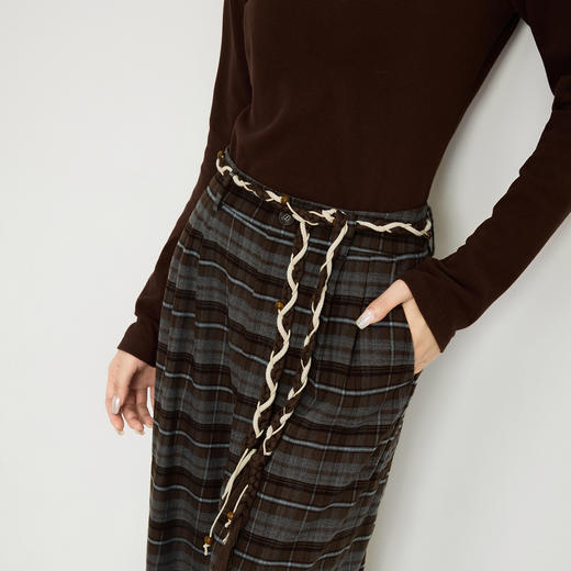 【10/23新品】熙世界美拉德复古格纹阔腿裤松弛感宽松垂感休闲裤女2025秋季新款 商品图2