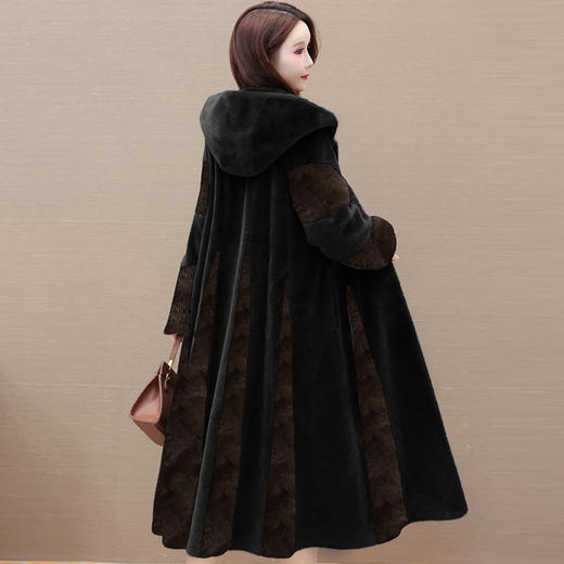 QYM DR2593-Y连帽貂绒大衣厚款休闲加厚毛绒外套 商品图2