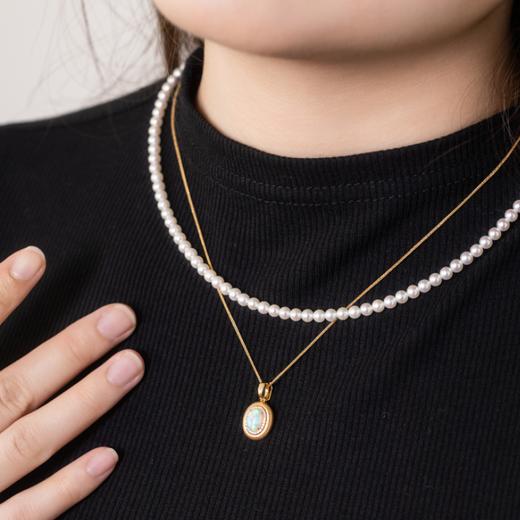 菜菜家欧泊项链|天然水晶欧泊+18k金织纹底托+足反钻石密镶，耀眼夺目 商品图2