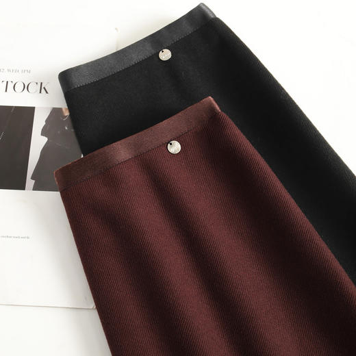 MYX松紧腰毛呢通勤鱼尾裙高腰修身气质长裙2025年冬款时尚优雅半身裙 商品图3