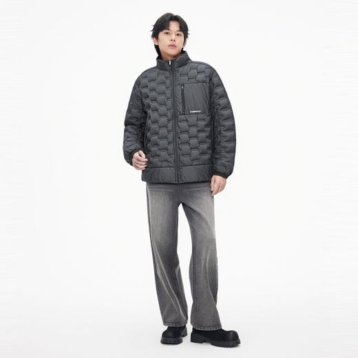 gxg.jeans男装 黑色时尚压胶宽松立领羽绒服外套男士 25冬 商品图3