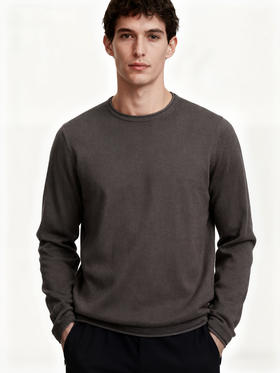 【南法羊绒针织】11%羊绒80%的精纺羊毛轻奢极简卷边长袖秋冬针织