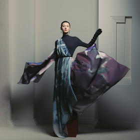 凤凰之家“秘境花园”128厘米双面印花丝羊绒围巾