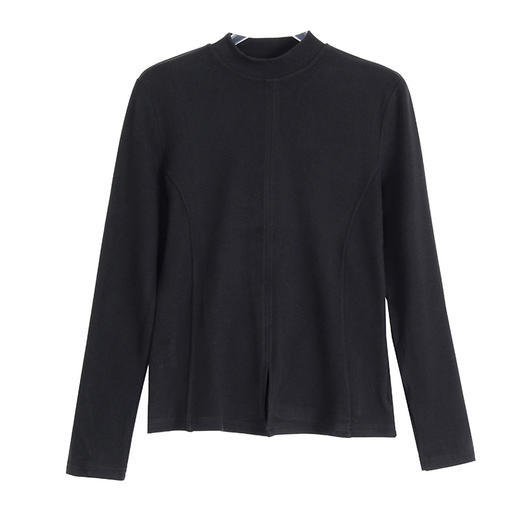 KQL A48N50167德绒立领拼接打底衫修身开叉半高领加绒上衣 商品图3