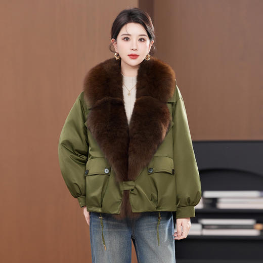 TC 2391狐狸大毛领皮草外套白鹅绒机车派克服羽绒服 商品图2