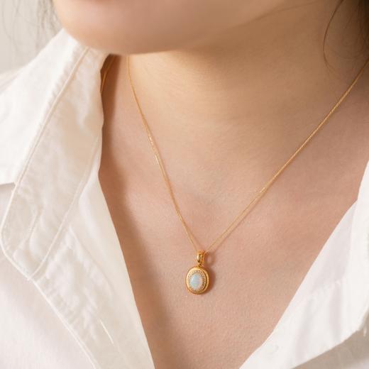 菜菜家欧泊项链|天然水晶欧泊+18k金织纹底托+足反钻石密镶，耀眼夺目 商品图5