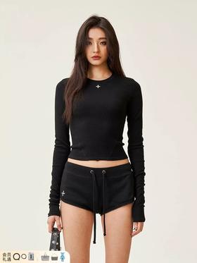 SM*同款十字花螺纹针织衫