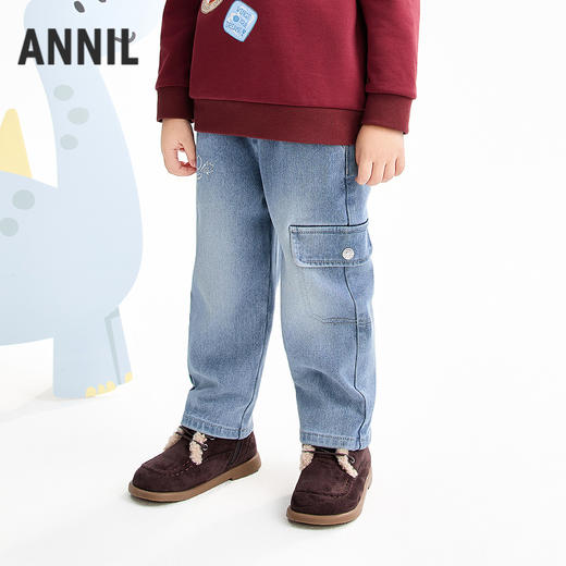 【实体店同款】男童全腰牛仔长裤冬季新款安奈儿童装XB546023 商品图2