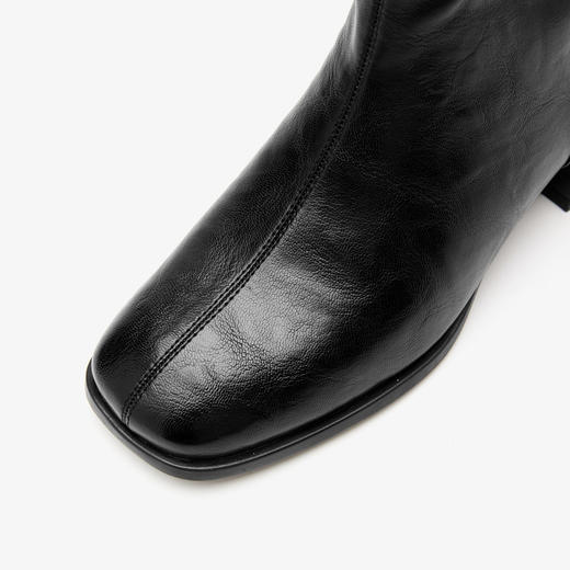 西遇黑色短靴女2025新款秋冬洋气百搭配裙子圆头马丁靴粗跟瘦瘦靴V2257252 商品图5