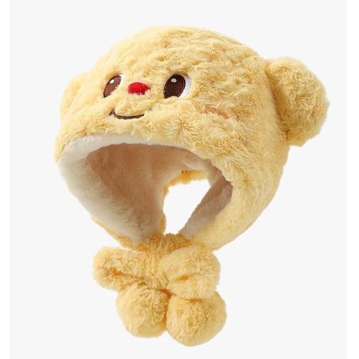 【解锁冬季御寒密码❗️黄油微笑小熊毛绒帽子】超可爱保暖帽，多功能护耳保暖帽子，加绒加厚防寒骑车防风罩围脖，毛绒冬季保暖护耳秋冬季L 商品图4