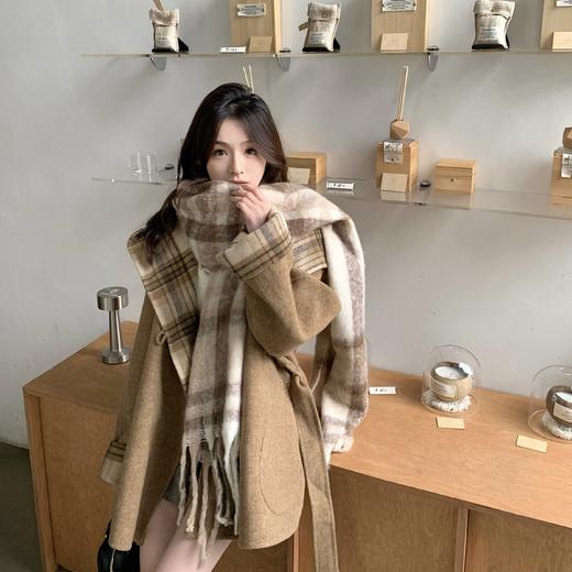 现货 都柏林城堡 秋冬复古调两面穿格纹双面呢短款大衣 商品图0