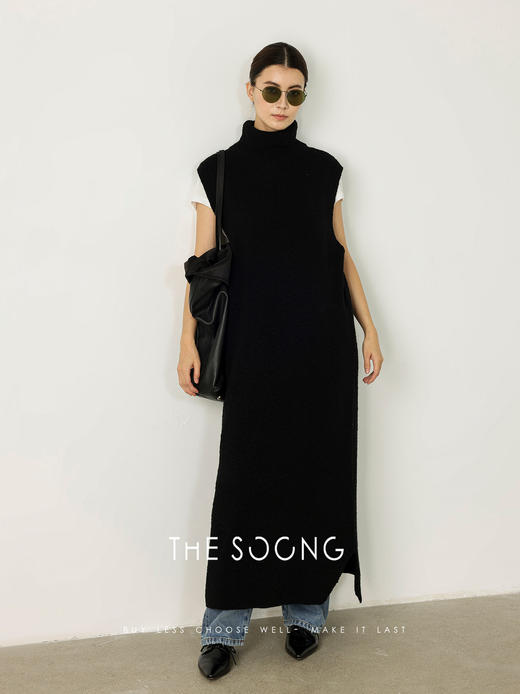 THESOONG|"静谧美学"肌理感秋冬无袖针织中长款连衣裙女HBMY7764 商品图1