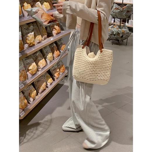 【3-5天发】慵懒垂感条纹高腰抽绳阔腿裤 商品图1