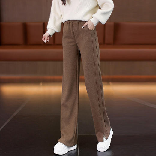 MYX毛呢加厚直筒裤女松紧腰休闲长裤2025年冬款窄版修身显瘦阔腿裤 商品图3