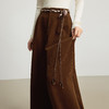 【10/23新品】熙世界复古风棕色100%棉灯芯绒阔腿裤女秋冬高腰宽松直筒休闲长裤 商品缩略图3