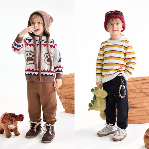 【实体店同款】男童全腰针织夹裤冬季新款安奈儿童装XB546024 商品图3