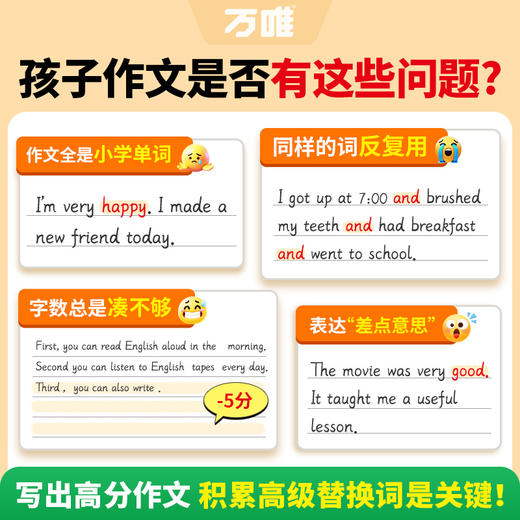 万唯中考初中英语作文高级词句满分作文金句好词万能模版一本通高分范文素材作文书每日一读 商品图1