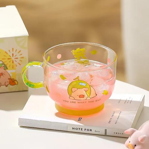 4楼Eubelle欧蓓 川岛屋&lulu猪联名 可爱玻璃杯380ml 果汁牛奶杯早餐杯 活动价：32.8元 商品图3