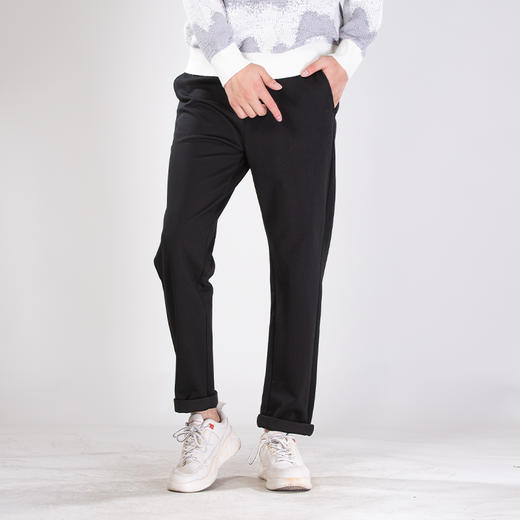 DRONKOO 2025 正常腰左袋米白绣线织唛斜纹针织中厚休闲长裤 商品图1