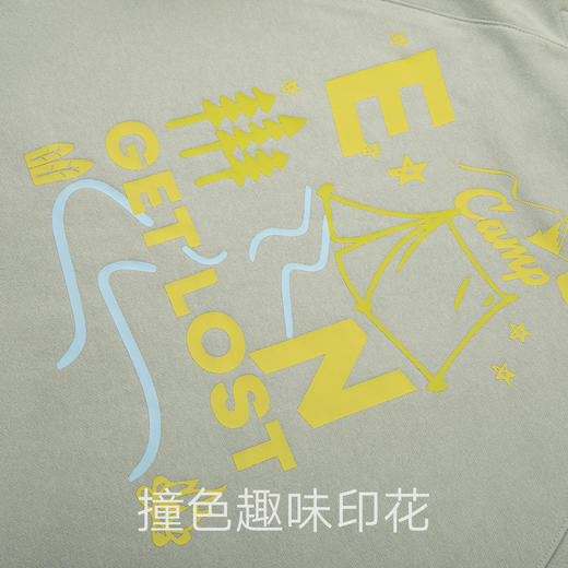 gxg.jeans男装 灰绿色趣味印花宽松时尚连帽卫衣套头衫男25冬热卖 商品图4