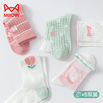 猫人儿童袜子女童夏季【5A抑菌+花边网眼】薄款中筒袜女宝宝大网眼袜 商品图2