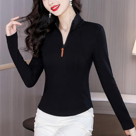KQL A48N50168德绒拉链小高领打底衫上衣小衫