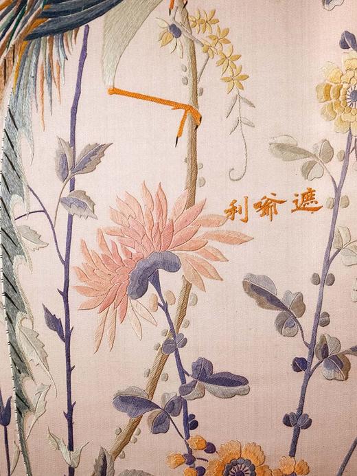 【已售】独角鹿西洋古董 20世纪中国出品传统花鸟主题「锦上添花」粤绣挂屏 商品图4