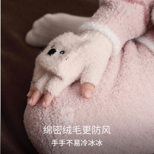 【婴童服配】嫚熙儿童手套男女童可触屏保暖半边绒翻盖秋冬小月龄宝宝 商品图2