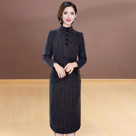 QYM 99H265-Y时尚仿貂绒连衣裙厚款时尚弹力包臀裙