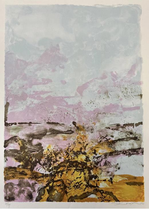 独角鹿西洋古董 1998年法国Éditions de la Différence出版赵无极亲签「无题：第392号」彩色石版画 商品图2