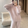 【甜美马卡龙家居服】半边绒睡衣女冬季新款纯色甜美家居服舒适保暖弹力可外穿套装 商品缩略图2