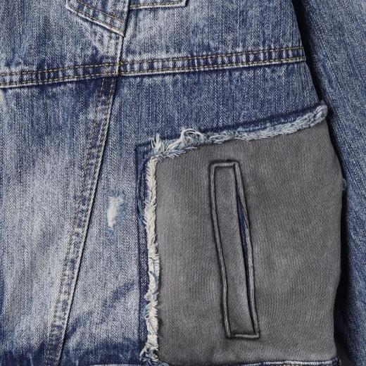 25139SDSA男士秋冬新款痞帅男装潮牌磨白磨破纽扣连帽牛仔夹克百搭时尚 商品图2