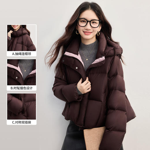 【年货节】熙世界【云朵小暖包】连帽短款羽绒服女冬季小个子面包服保暖外套 商品图1