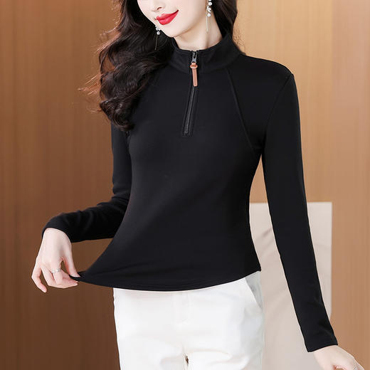 KQL A48N50168德绒拉链小高领打底衫上衣小衫 商品图2