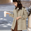 【10/23新品】熙世界工装风撞色PU翻领风衣女2025年秋装新款中长款复古休闲外套 商品缩略图4