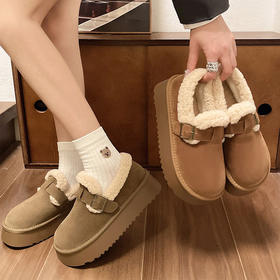 【防风御寒❗️复古厚底雪地靴】周全防护轻松踏雨雪，细腻手感，触之难忘，纹路清晰，平稳出行，2025年冬季新款复古厚底加绒加厚保暖博肯棉鞋QQ